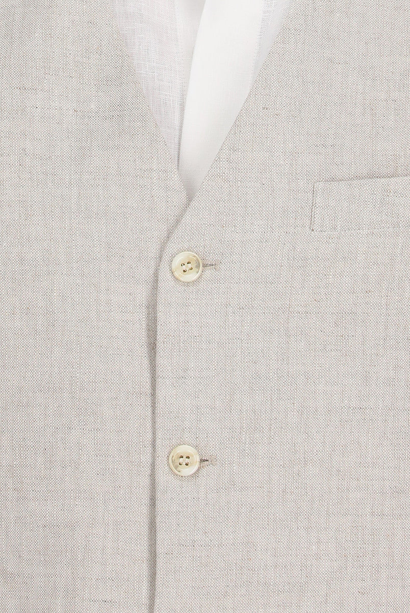 Chaleco de lino arena para hombre - detalle de botones