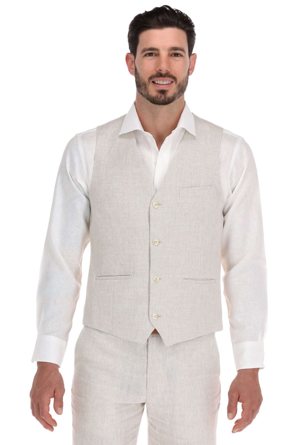 Chaleco de lino natural para hombre - vista frontal