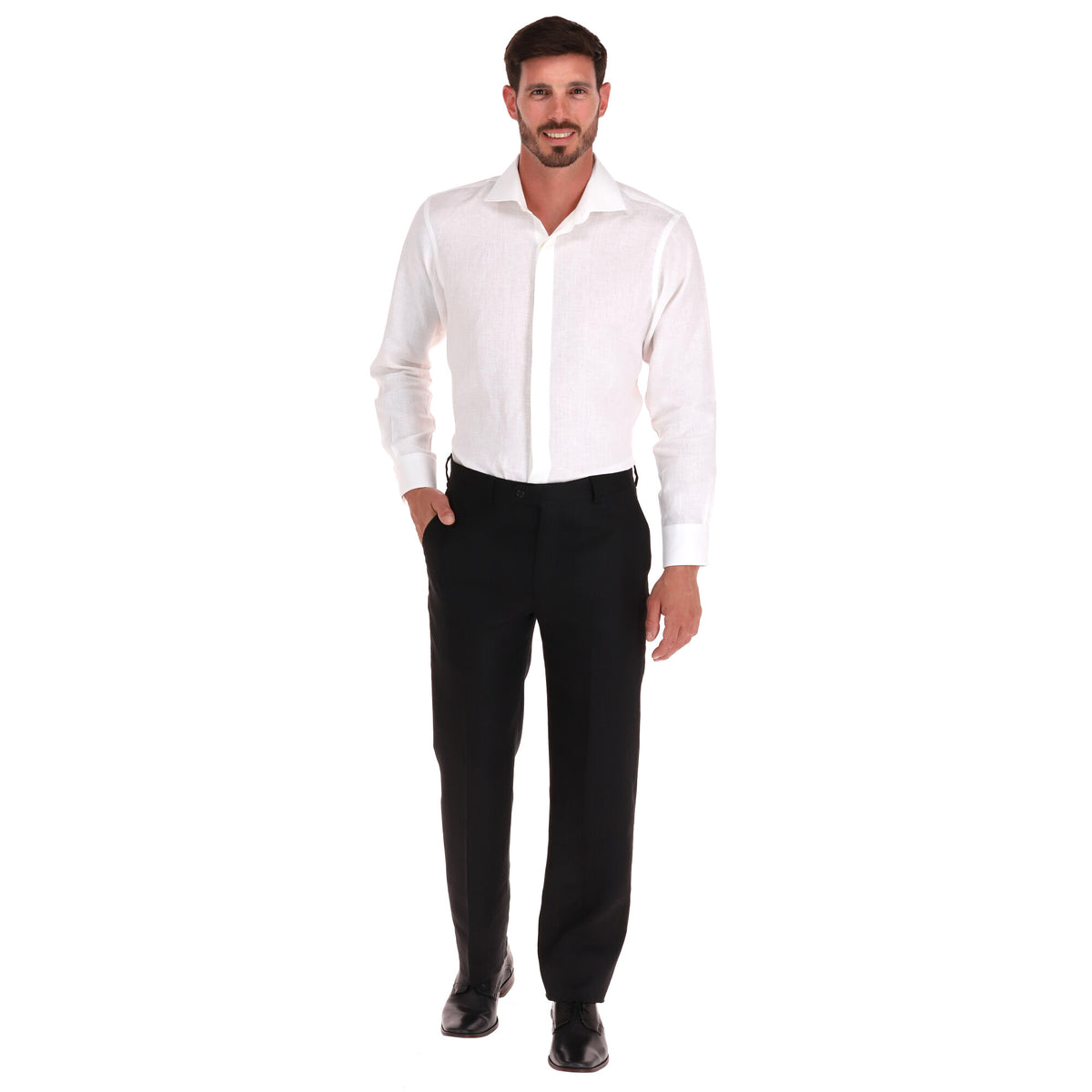 Pantalón de lino 100% para hombre (negro) - foto 16